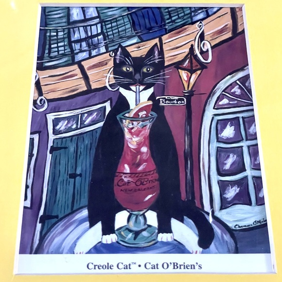 The Creole Cat Chamain O'Mahony Two Matted Prints French Marcat & Cat O’Brien’s - Picture 3 of 8
